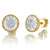 Baguette Cluster Diamond 10K Gold Screw Back Earrings