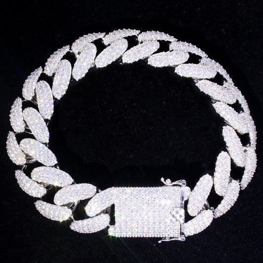 Men's 18MM White Gold  Lock Miami Cuban Bracelet