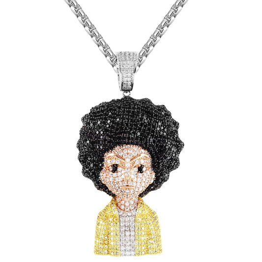 Mens Animated Comic Character Bling Rapper Silver Pendant