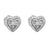 Sterling Silver Double Heart Micro Pave Stud Screw Back Earrings