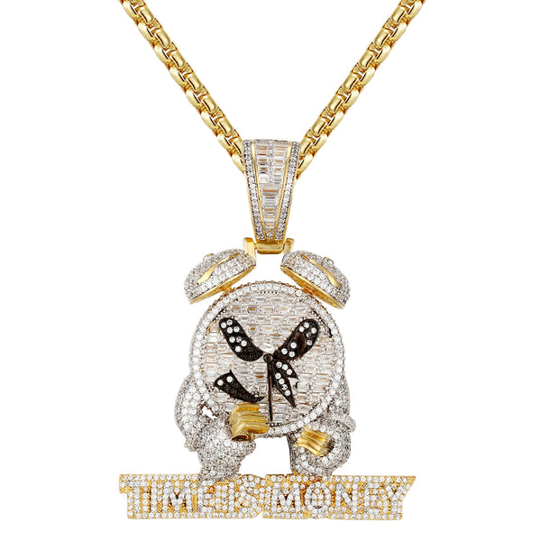 Time Is Money Alarm Clock Baguette Hip Hop Pendant
