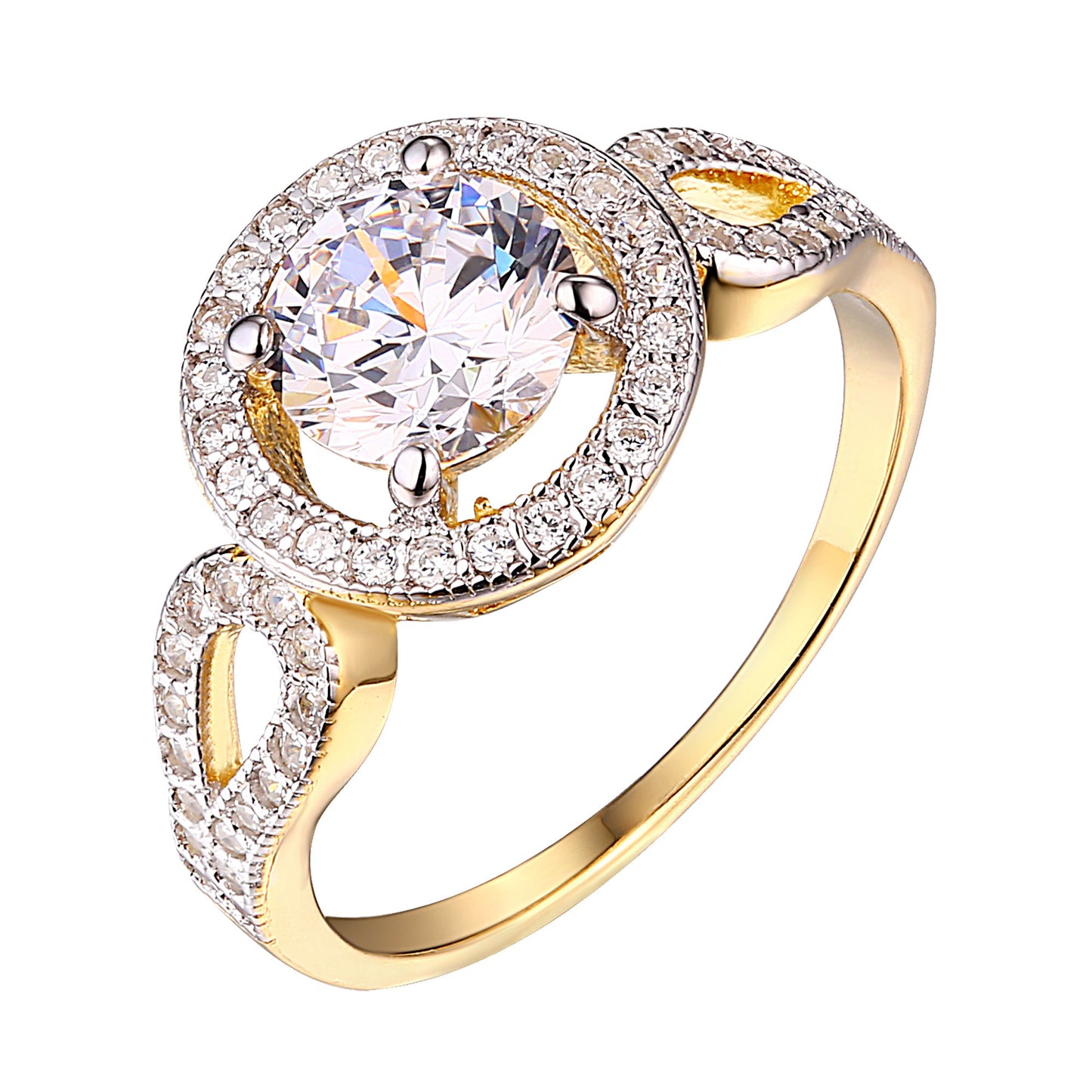 Womens Solitaire Bridal Ring Engagement Gold Over Sterling Silver Cubic Zircon New