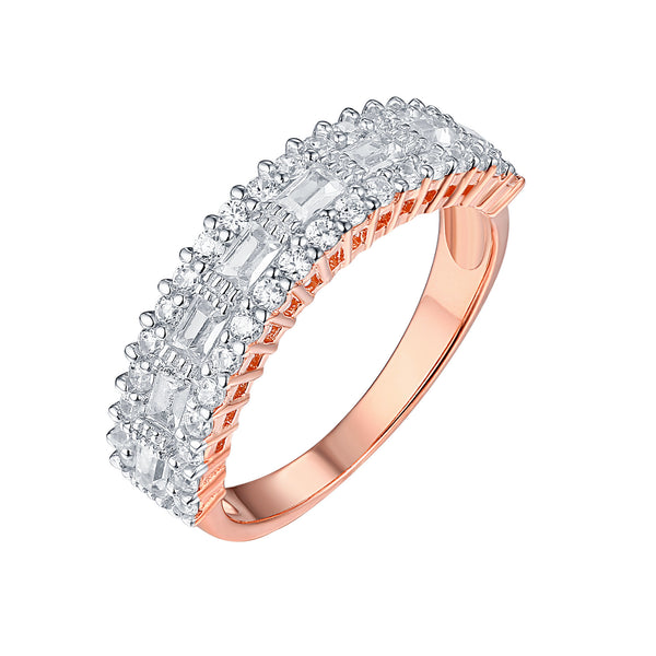 Rose Gold Wedding Ring Ladies Sterling Silver Cubic Zirconia Engagement Elegant