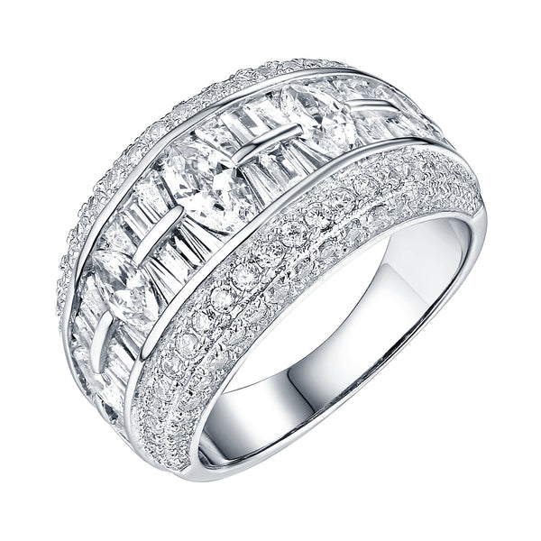 Wedding Engagement Womens Ring Pear Cut Cubic Zirconia White Sterling Silver