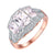 Emerald Cut Solitaire Ring Rose Gold On 925 Silver Cubic Zirconia Wedding Bridal