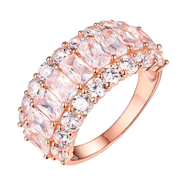 Ladies Wedding Ring Rose Gold On 925 Silver Radiant Cut Cubic Zirconia Classy