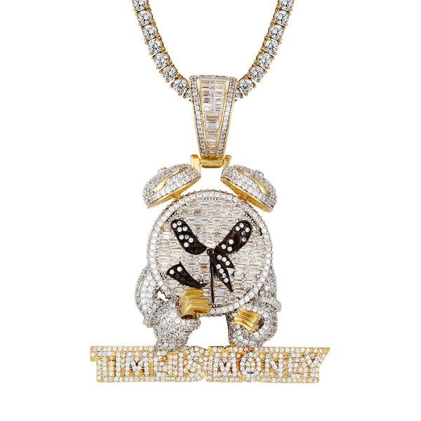 Time Is Money Alarm Clock Baguette Hip Hop Pendant