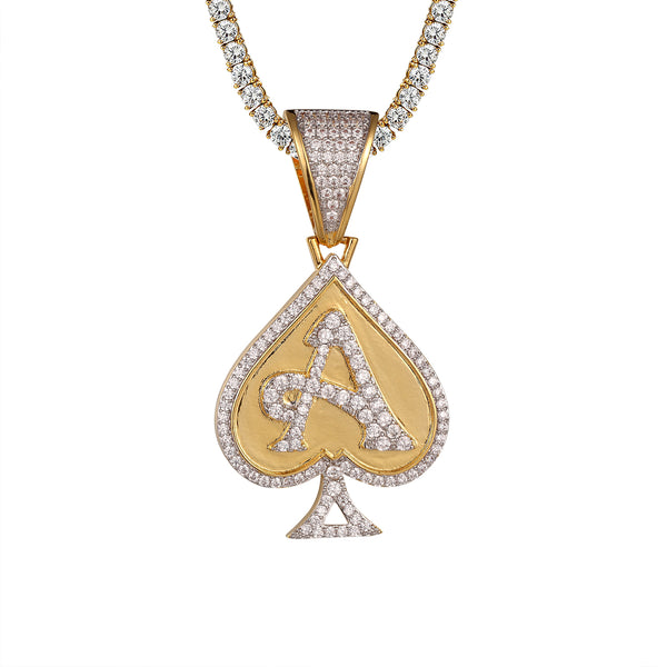 Sterling Silver Ace Of Spade Playing Cards Poker Pendant