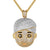 Gold Finish Turban Man Face Emoji Hip Hop Silver Pendant