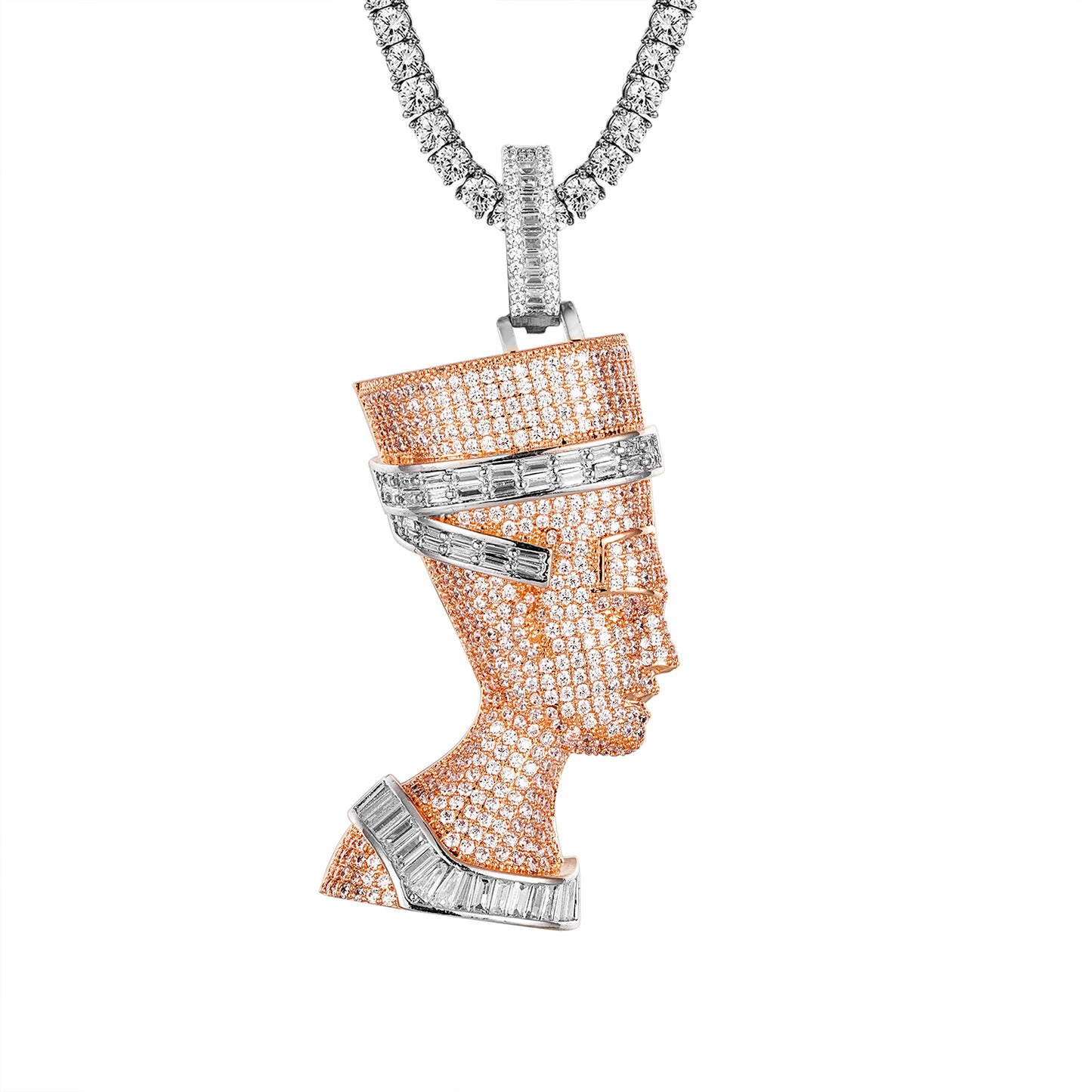 Ancient Egyptian Nefertiti Queen 14K Rose Gold Tone Pendant