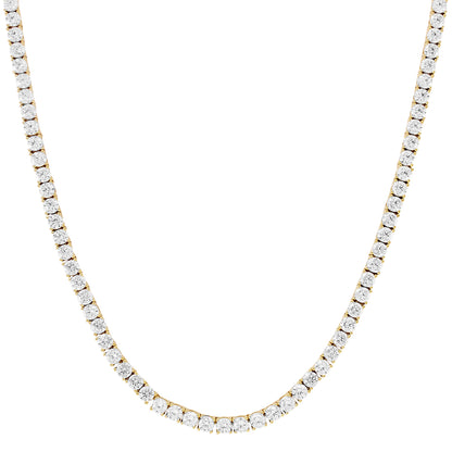 New 10K Gold Tennis Chain 3MM One Row Prong Set Necklace