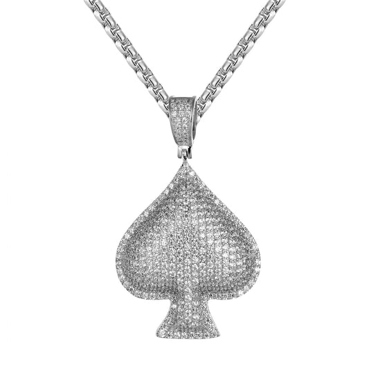 Bling Poker Playing 3D Card White Gold Tone Ace Of Spade Charm