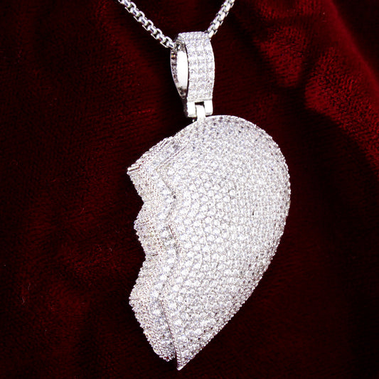Men's  Love Broken Heart Double Layer Pendant Chain