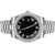Mens Stainless Steel Black Roman Dial Solitaire Bezel Luxury Watch