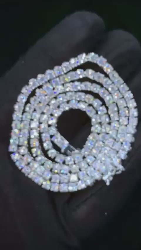 6mm Moissanite Tennis Necklace 14k Gold 925