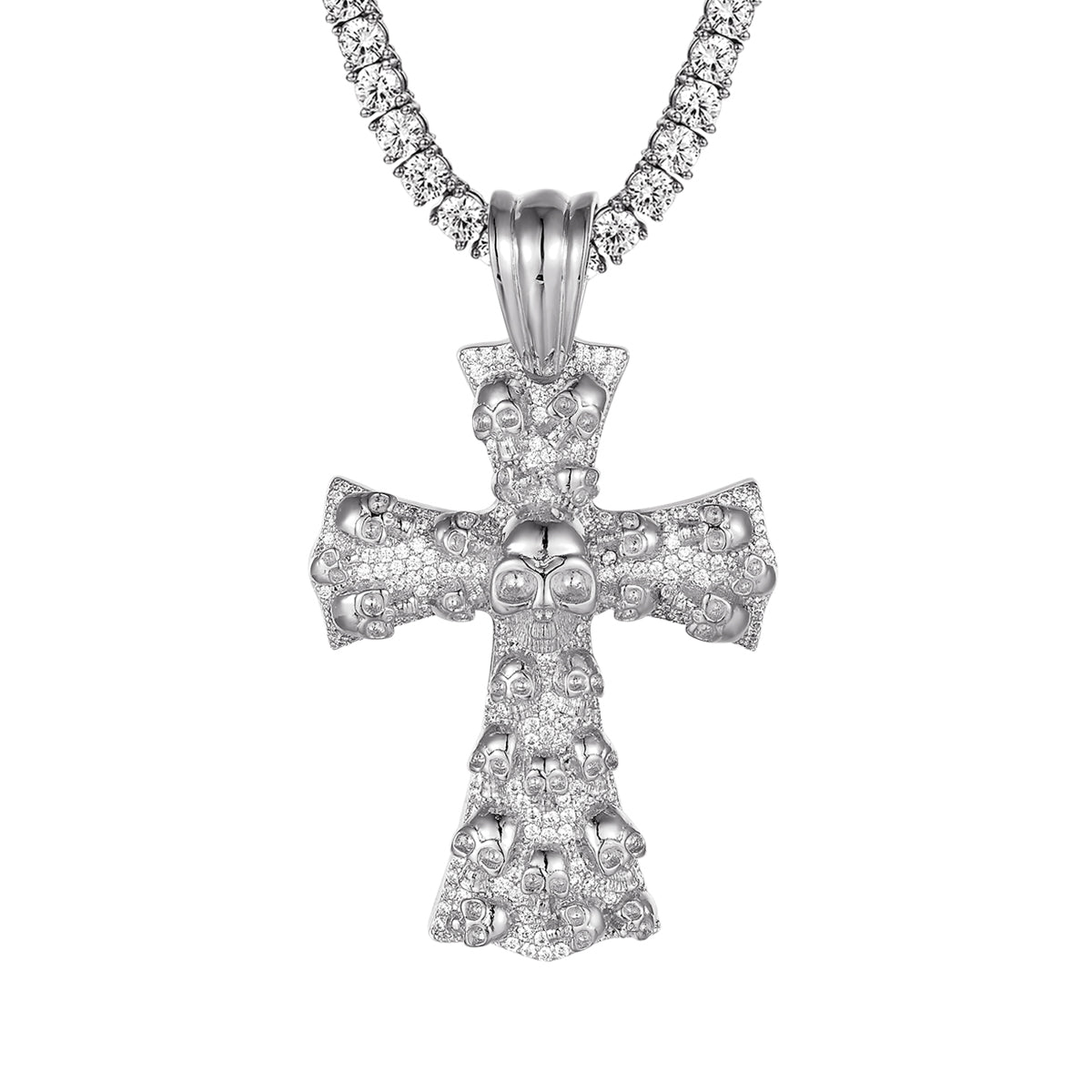 Holy Jesus Religious Cross Skull Face Custom Mens Pendant Chain
