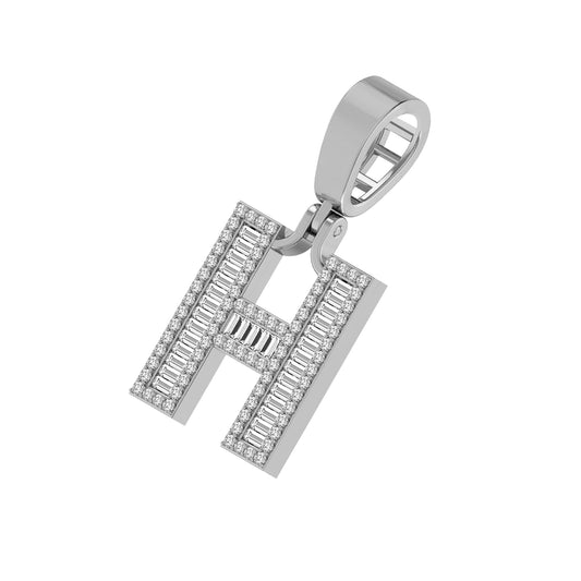 Copy of Baguette Diamond 3/8 Ctw  Initial H Letter 10K White Gold Pendant