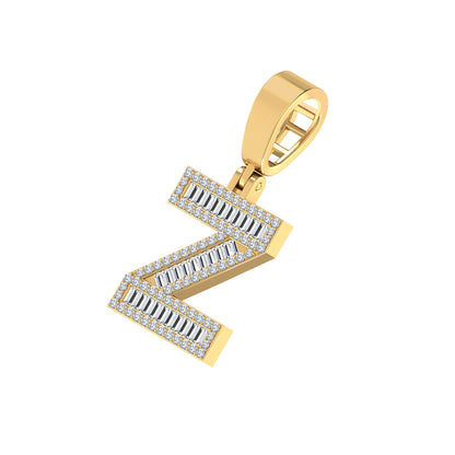 Baguette Diamond Z Letter 3/8 Ctw Initial 10K Yellow Gold Pendant