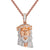14k Rose Gold Tone Holy Jesus Face Marquise Cut Crown Pendant