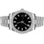 Stainless Steel 41mm Solitaire Dial Black Face Baguette Mens Watch