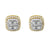 Gold Tone Baguette Cluster Icy 3D Silver Screw Back Earrings