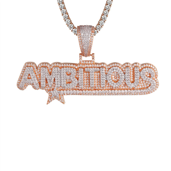 Rose Gold Finish Ambitious Designer Star Icy Pendant Chain