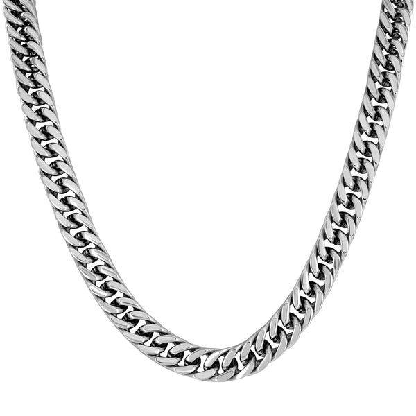 Stainless Steel Miami Cuban Chain White Gold Finish Mens Brand New 8 MM Elegant