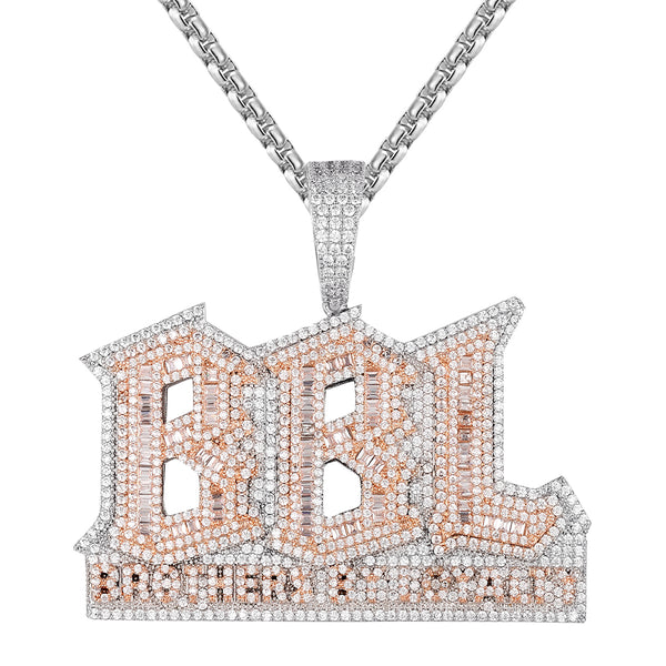 Brothers By Loyalty BBL Baguette Double Layer Icy Pendant