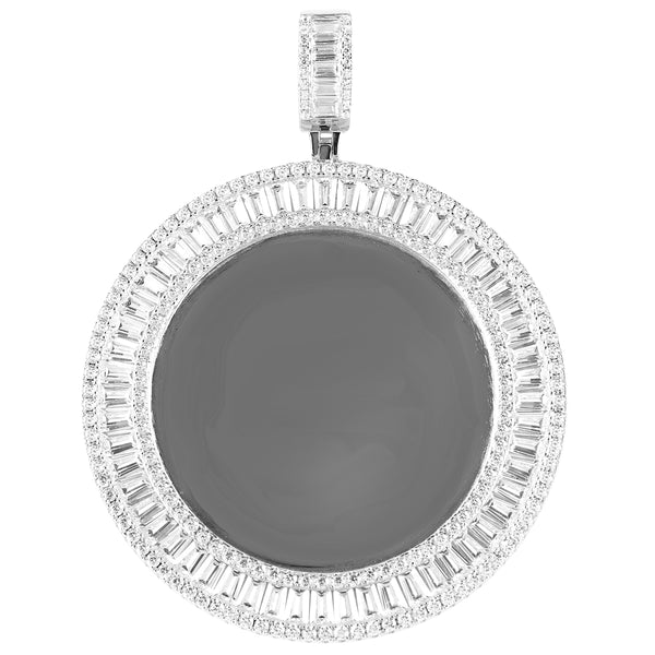Round Baguette Icy Custom Picture Gift Memory Pendant