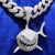 White Big Shark Face Icy 3D Rapper Custom Pendant Chain
