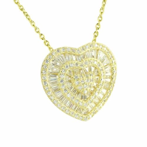 Ladies Heart Pendant Necklace Gold Over Sterling Silver