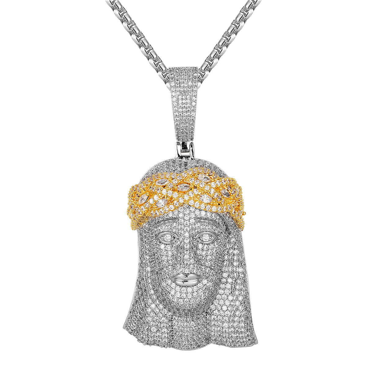 Moissanite 10.40 Ctw Jesus Marquise Crown Silver Pendant