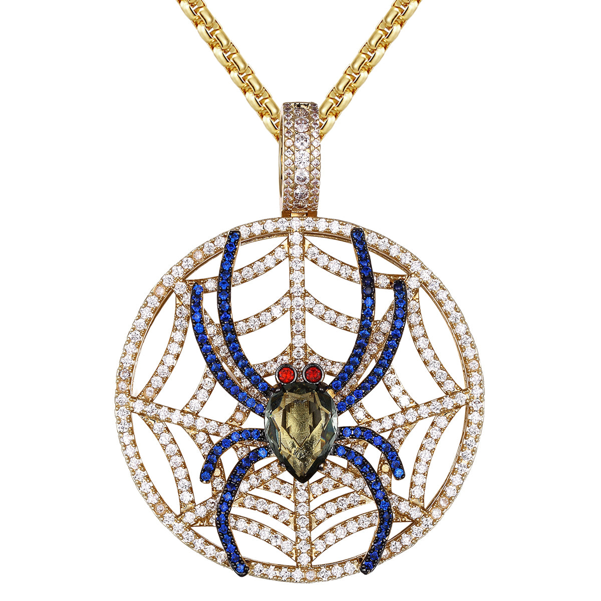 Custom Spider Web Round Sides Icy Medallion Hip Hop Pendant