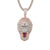 Rose Gold Growling Gorilla Face Animal 3D Icy Pendant Chain