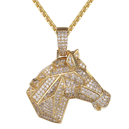 Blessed Lucky Unicorn Gold Finish Micro Pave Pendant