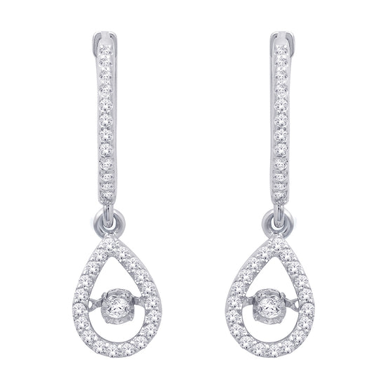 10K White Gold Diamond 2/5 Ct.Tw. Moving Dangling Earrings