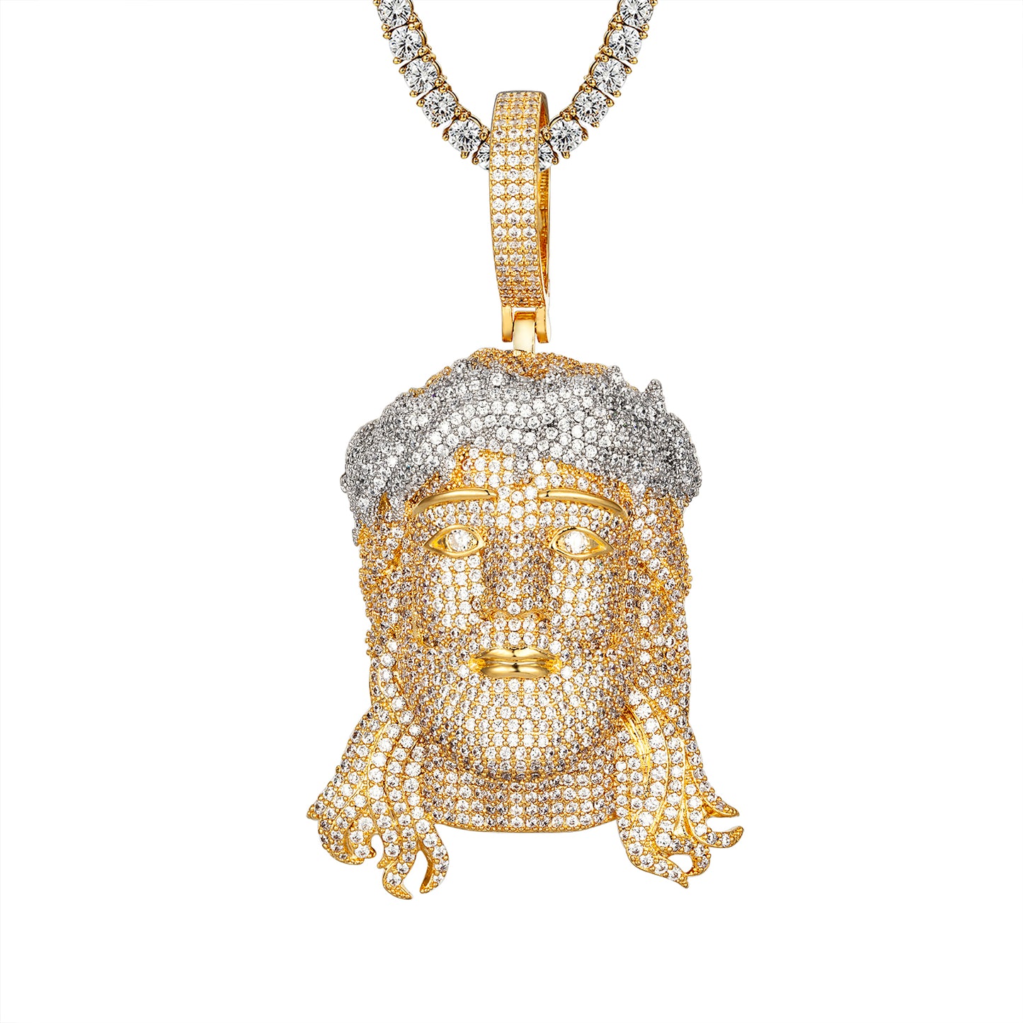 Sterling Silver Holy Jesus Face Icy Hip Hop Chain