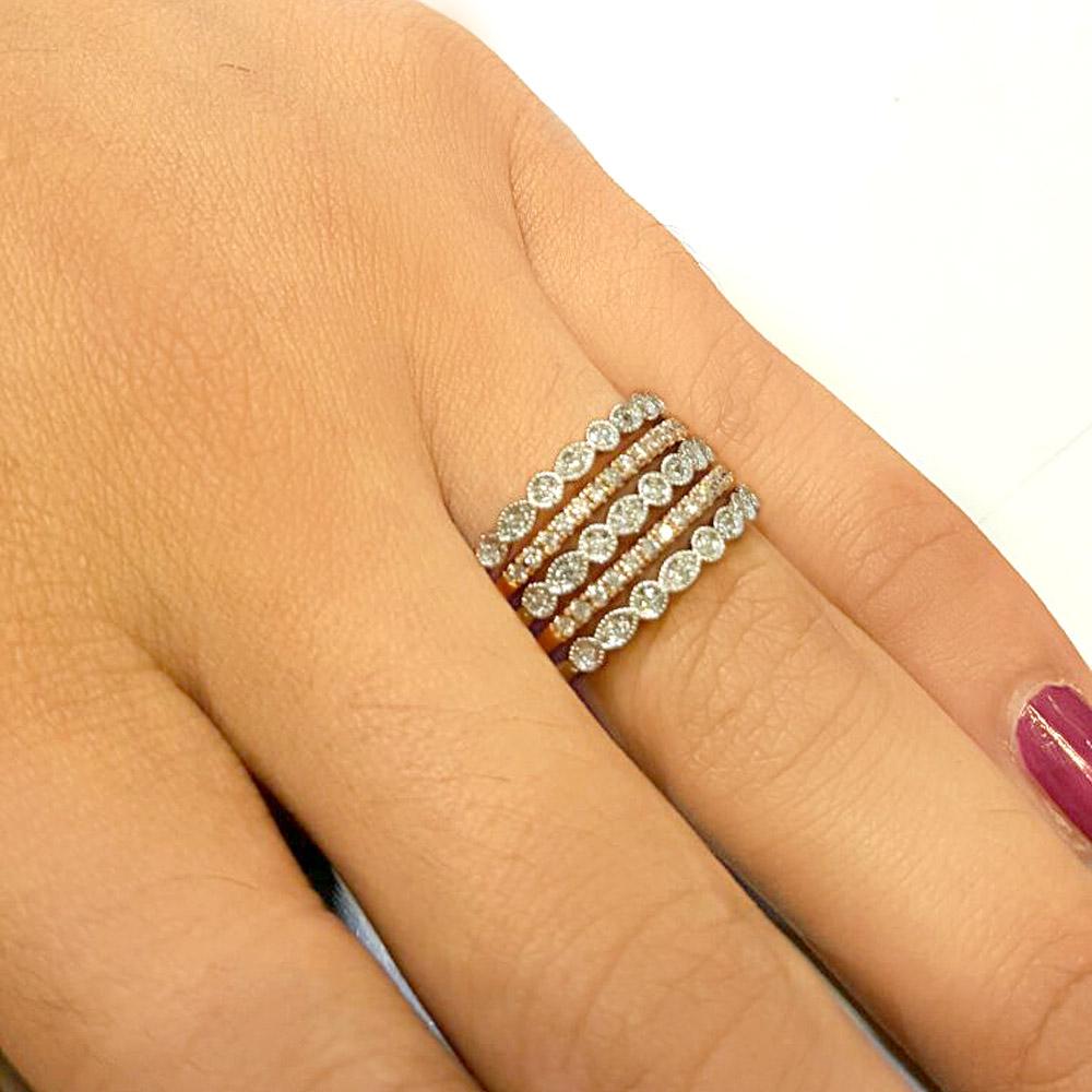 14K White Gold 1/5 Ct.Tw.Diamond Stackable Band