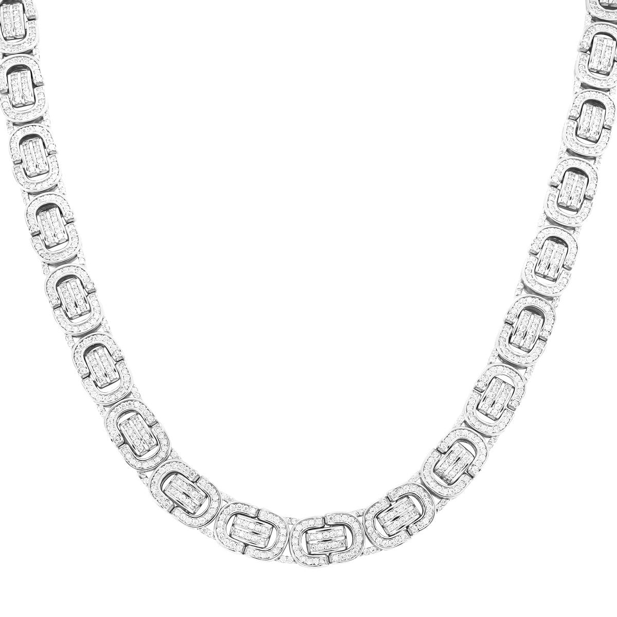 Men's Custom Byzantine Link  22" Sterling Silver Chain