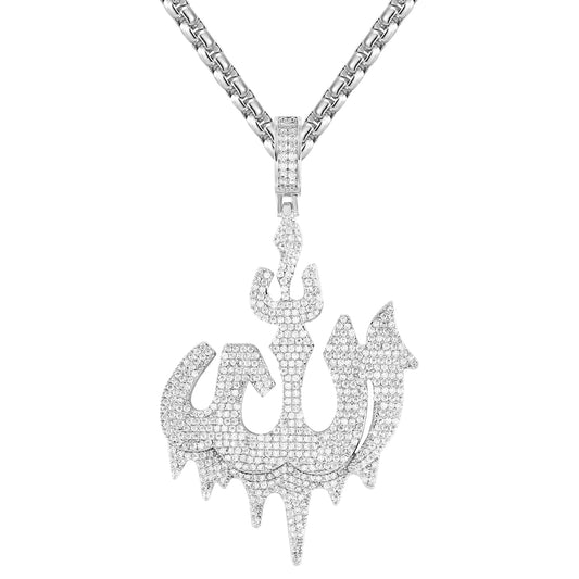 Arabic Micro Pave Dripping Allah Muslim God Sterling Silver Charm