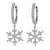 10k White Gold Snow Flake Real Diamond Dangling Hoops Earrings