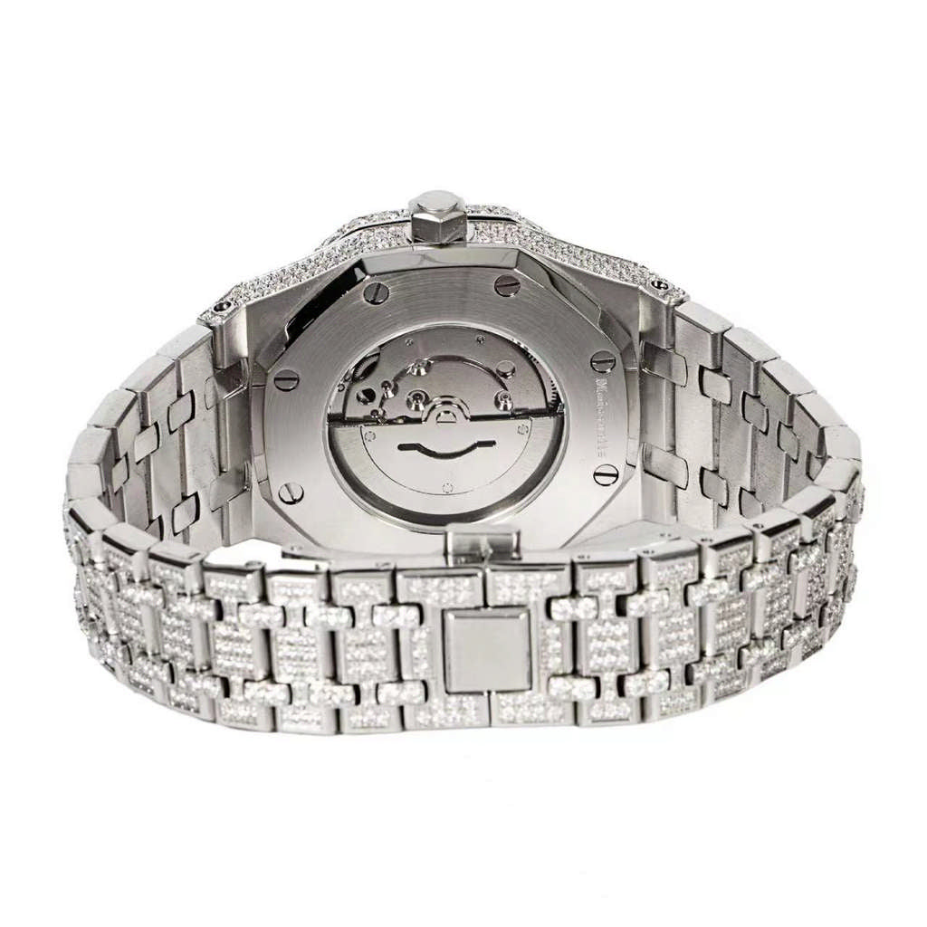 Stainless Steel 41MM Moissanite Dial Mens Watch