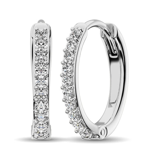 Diamond 1/10 Ct.Tw. Hoop Earrings in 10K White Gold