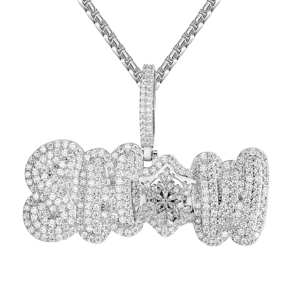 Snow Flake Double Layer Icy Bling Hip Hop Spinner Pendant