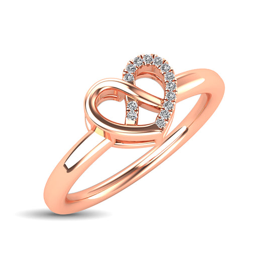 10K Rose Gold Diamond Accent Heart Ring
