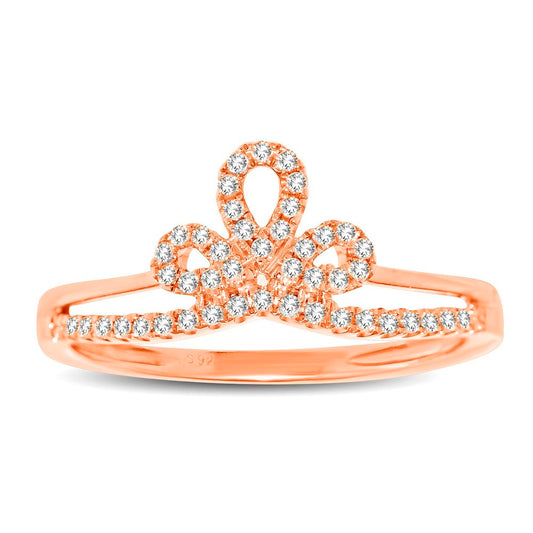 10K Rose Gold 1/5 Ctw Diamond Crown Ring