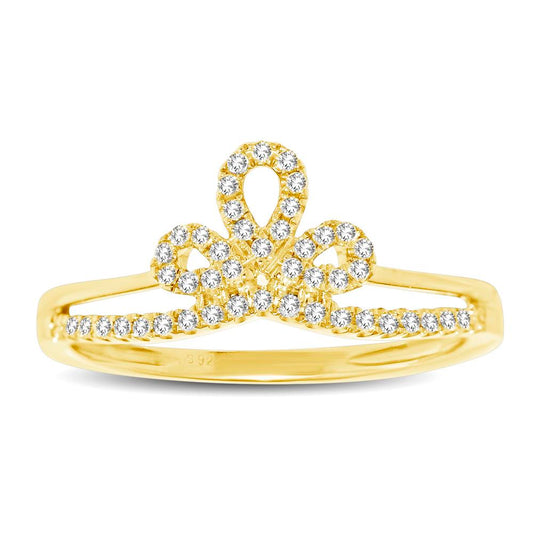 10K Yellow Gold 1/5 Ctw Diamond Crown Ring