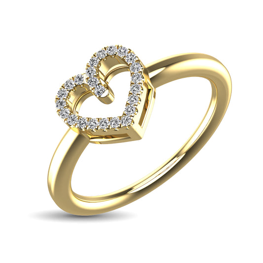 10K Yellow Gold 1/20 Ctw Diamond Heart Ring