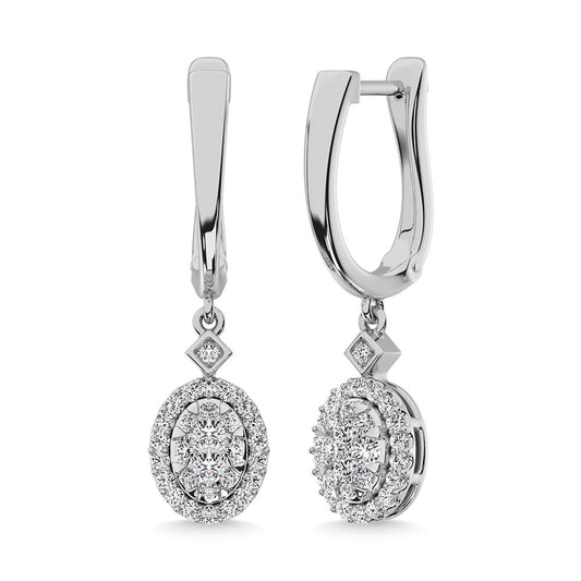 Diamond 1/2 Ct.Tw. Cluster Danglers Earrings in 10K White Gold