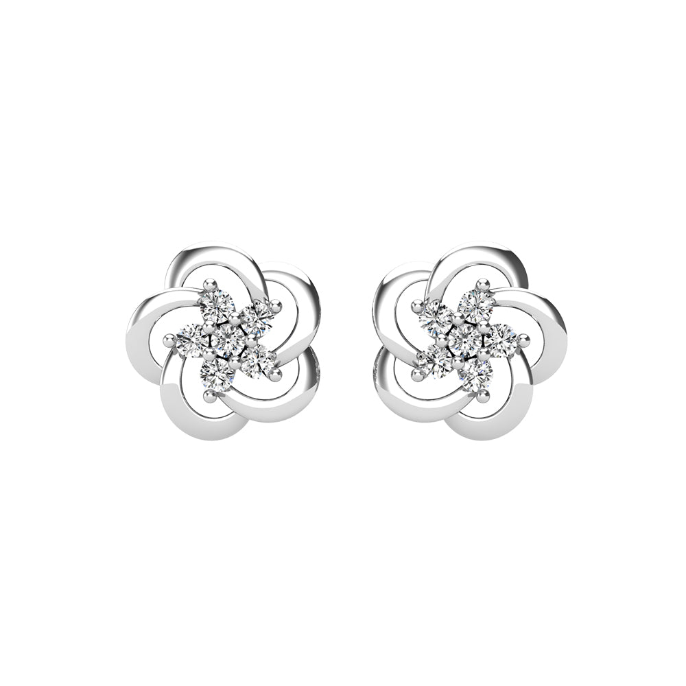 Open Flower Diamond 1/8 Ct.Tw. Stud Earrings